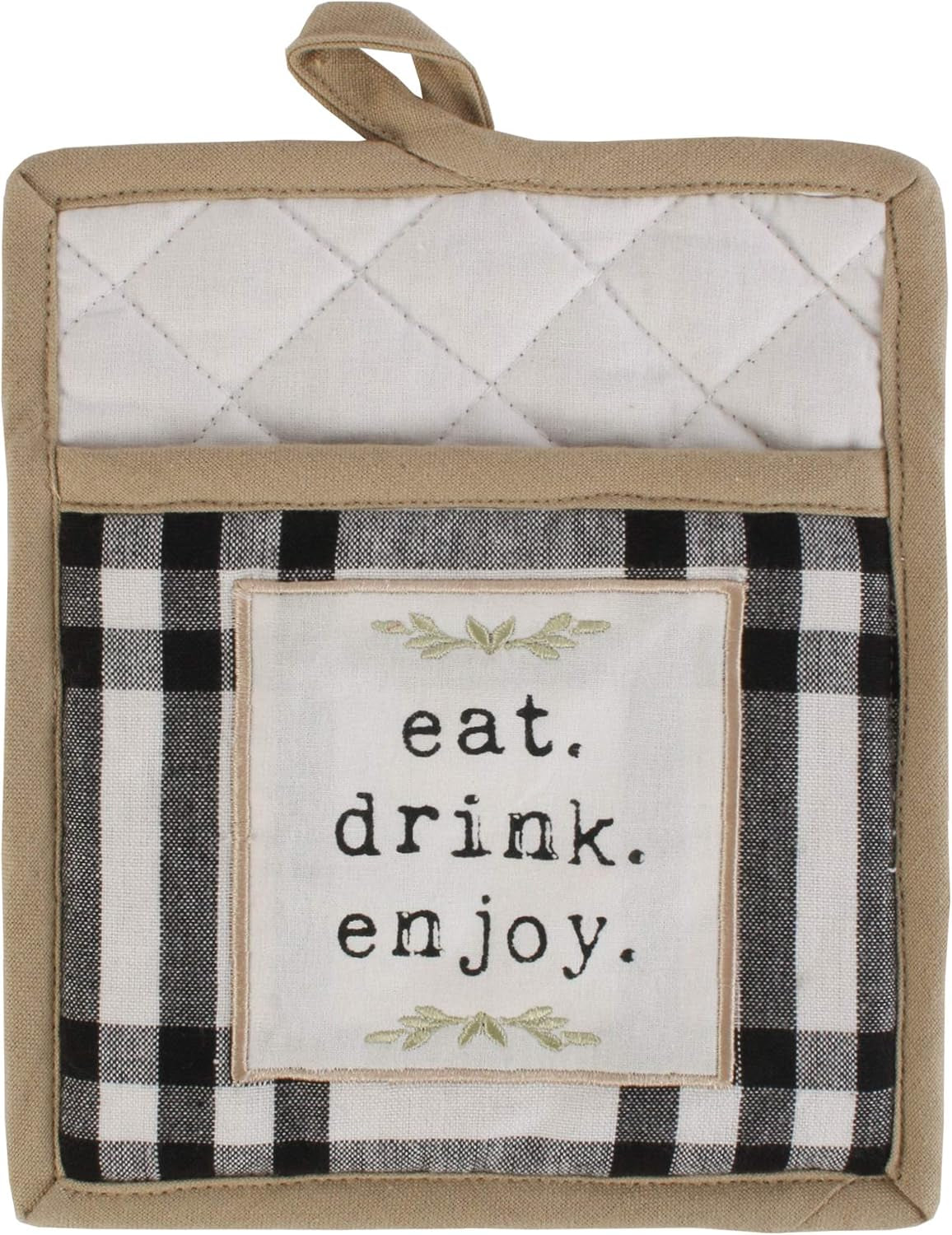 Home Sweet Farmhouse Kitchen Collection, Potholder/Oven Mitt/Dishtowel Set, Black, 4 Count