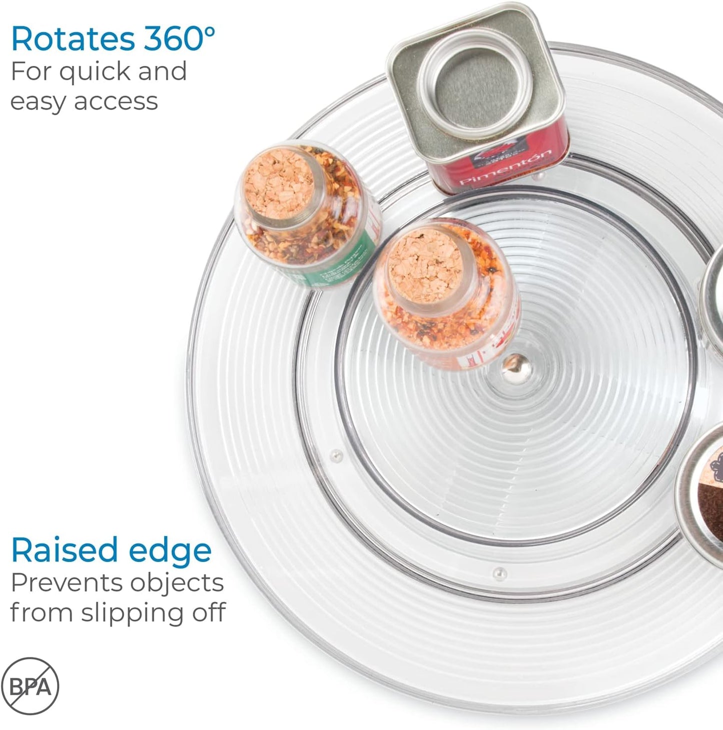 Linus Lazy Susan Cabinet Turntable - 2-Tier Organizer Tray for Kitchen Pantry or Countertops - 11", Clear