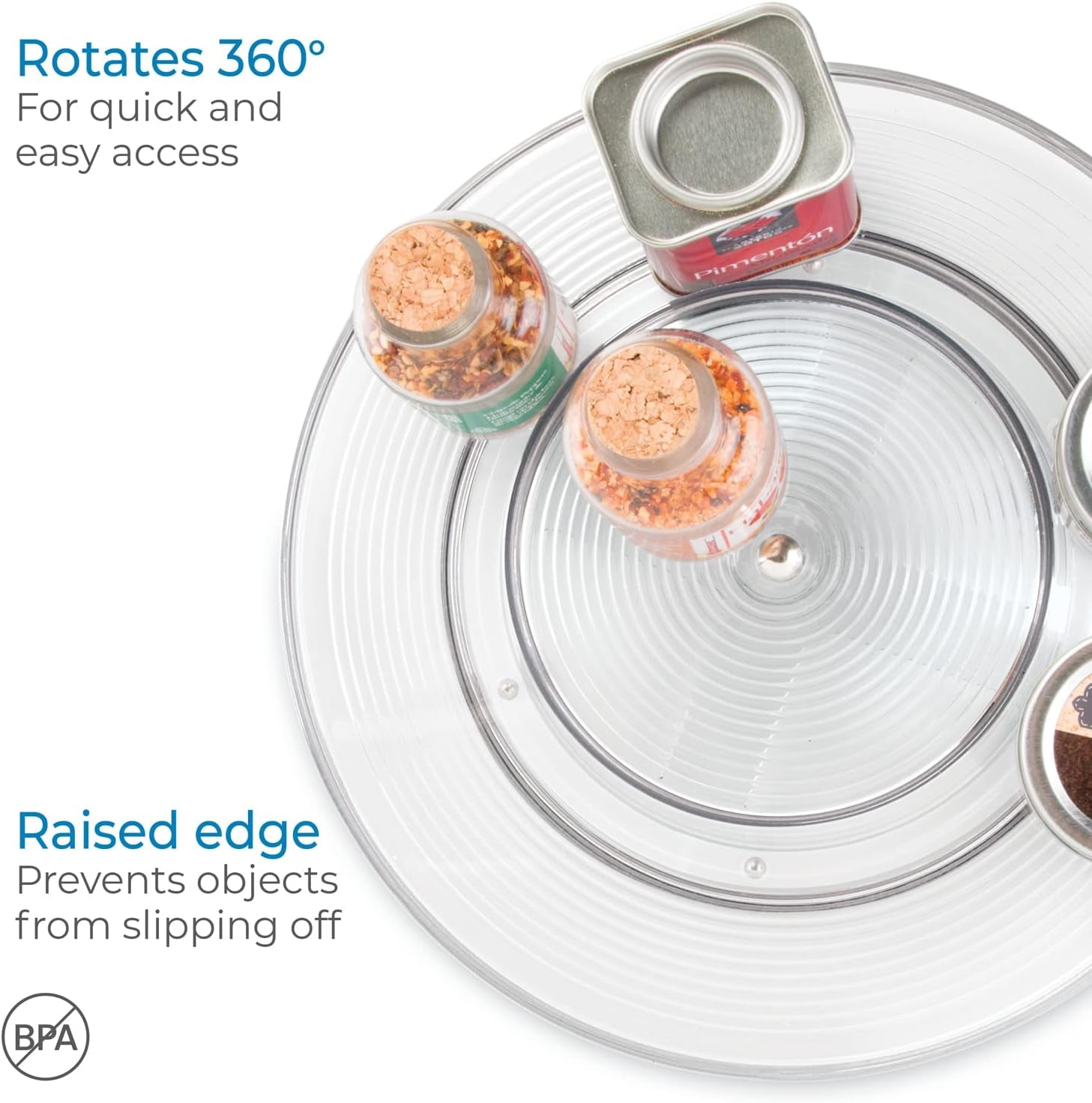 Linus Lazy Susan Cabinet Turntable - 2-Tier Organizer Tray for Kitchen Pantry or Countertops - 11", Clear