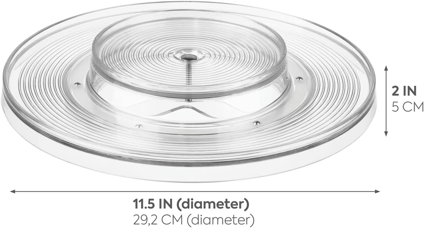 Linus Lazy Susan Cabinet Turntable - 2-Tier Organizer Tray for Kitchen Pantry or Countertops - 11", Clear