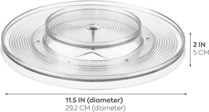 Linus Lazy Susan Cabinet Turntable - 2-Tier Organizer Tray for Kitchen Pantry or Countertops - 11", Clear