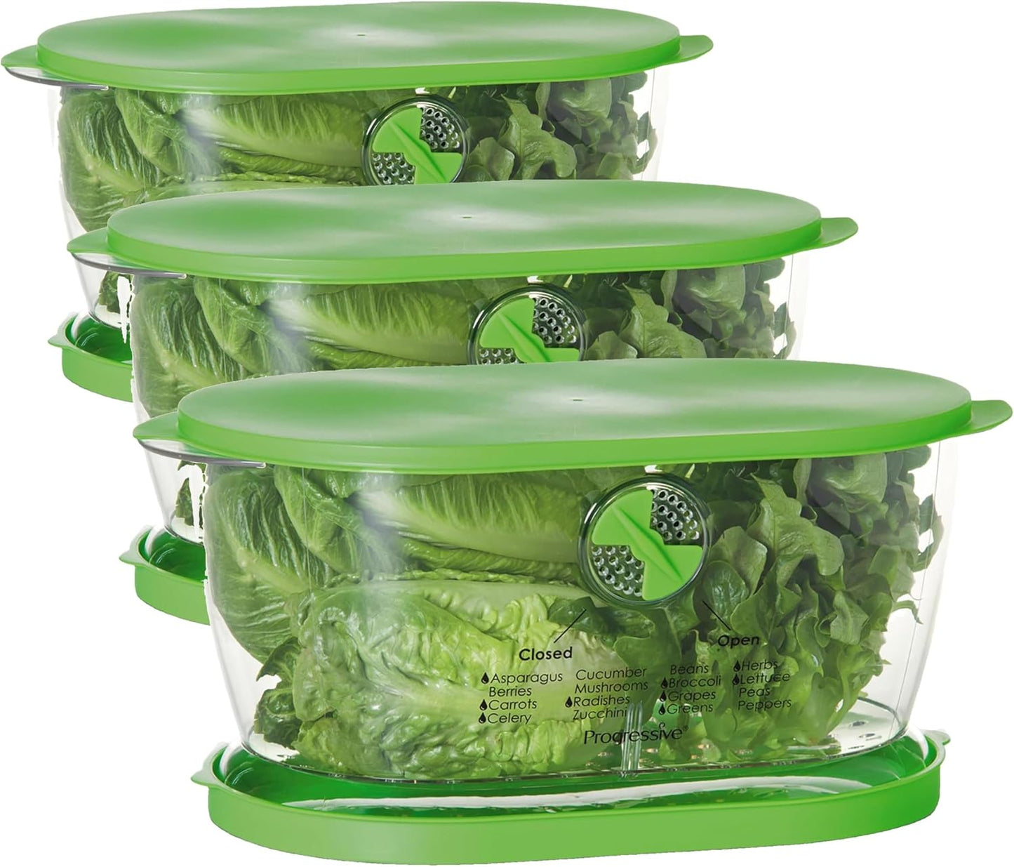 Prep Solutions by  Lettuce Keeper Produce Storage Container,4.7 Quarts,Green (Lks-06),(Pack of 3)