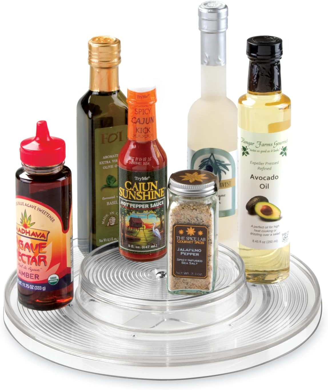 Linus Lazy Susan Cabinet Turntable - 2-Tier Organizer Tray for Kitchen Pantry or Countertops - 11", Clear