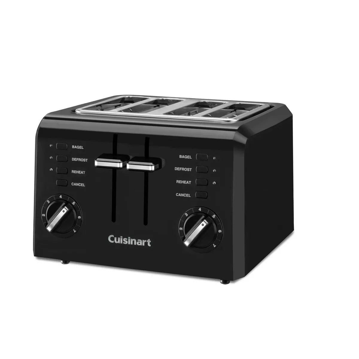 Cuisinart 4-Slice Toaster Black CPT-142BKP1: Adjustable Browning, Reheat & Defrost, Removable Crumb Tray, 1800W
