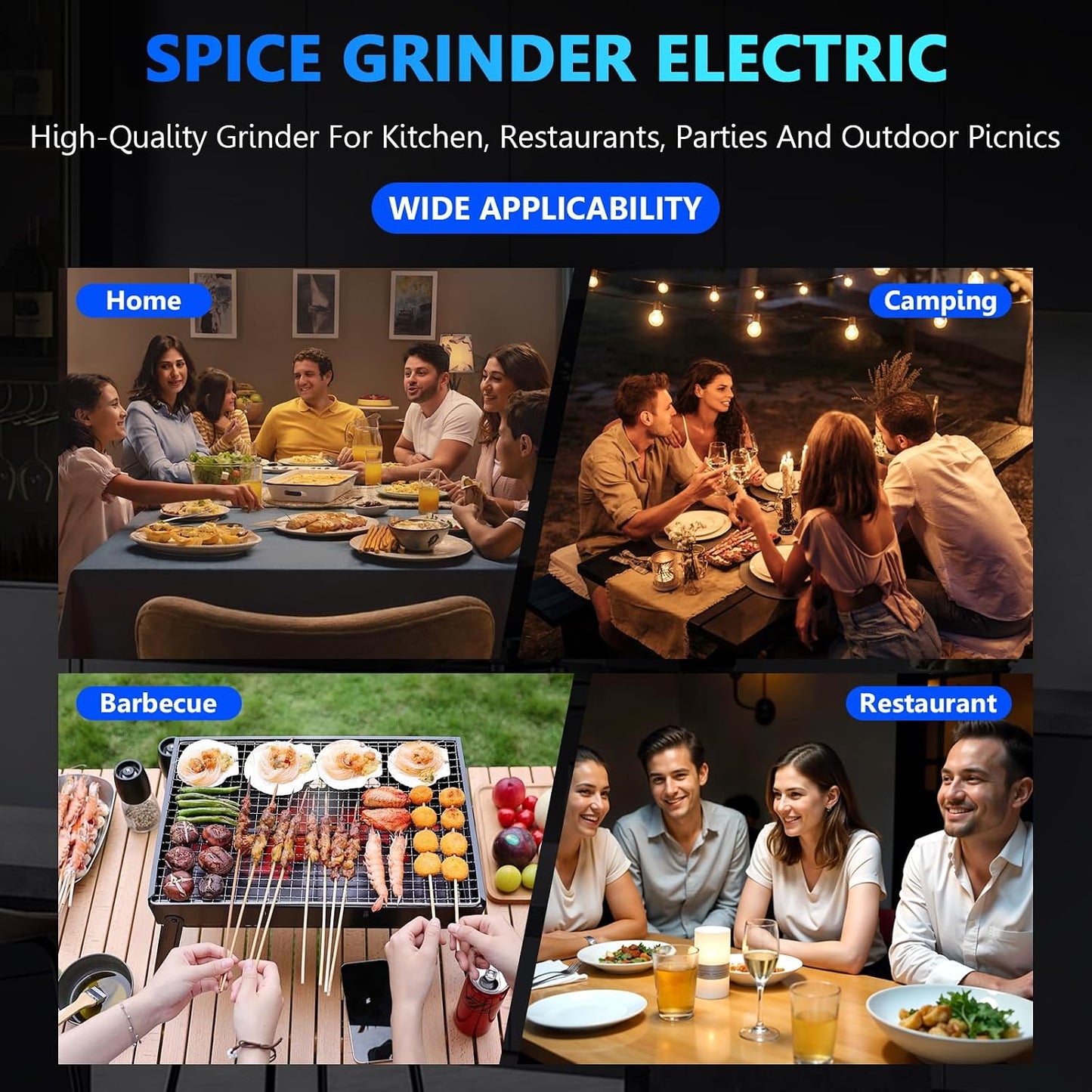 Gravity Electric Salt and Pepper Grinder, Battery Salt and Pepper Grinder Set,One-Hand Ceramic Larger Chamber Automatic Spice Mill,Adjustable Coarseness with LED Light for Kitchen New Home Gifts