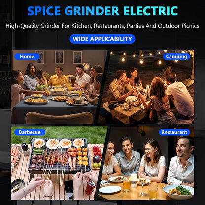 Gravity Electric Salt and Pepper Grinder, Battery Salt and Pepper Grinder Set,One-Hand Ceramic Larger Chamber Automatic Spice Mill,Adjustable Coarseness with LED Light for Kitchen New Home Gifts