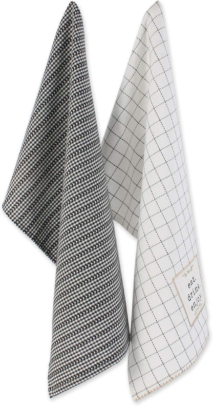Home Sweet Farmhouse Kitchen Collection, Potholder/Oven Mitt/Dishtowel Set, Black, 4 Count